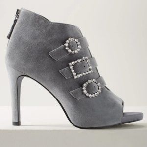 WHBM Open Toe Gem Buckle Booties, Size 9.5, NWT